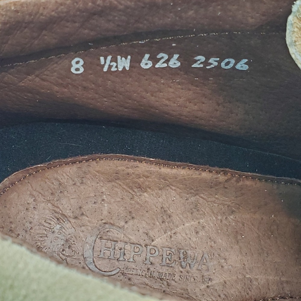 Chippewa Suede Leather Wallabee Boots Mens Tan 8 1/2 W Lace‎ Up Made in Mexico - Picture 11 of 15